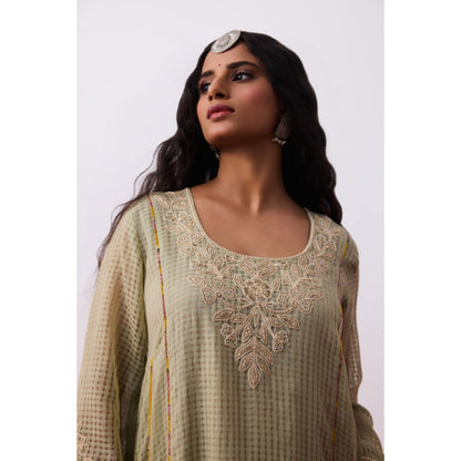 PANTS AND PAJAMAS Arunima Embroidered Grey Kurta
