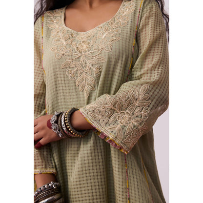 PANTS AND PAJAMAS Arunima Embroidered Grey Kurta