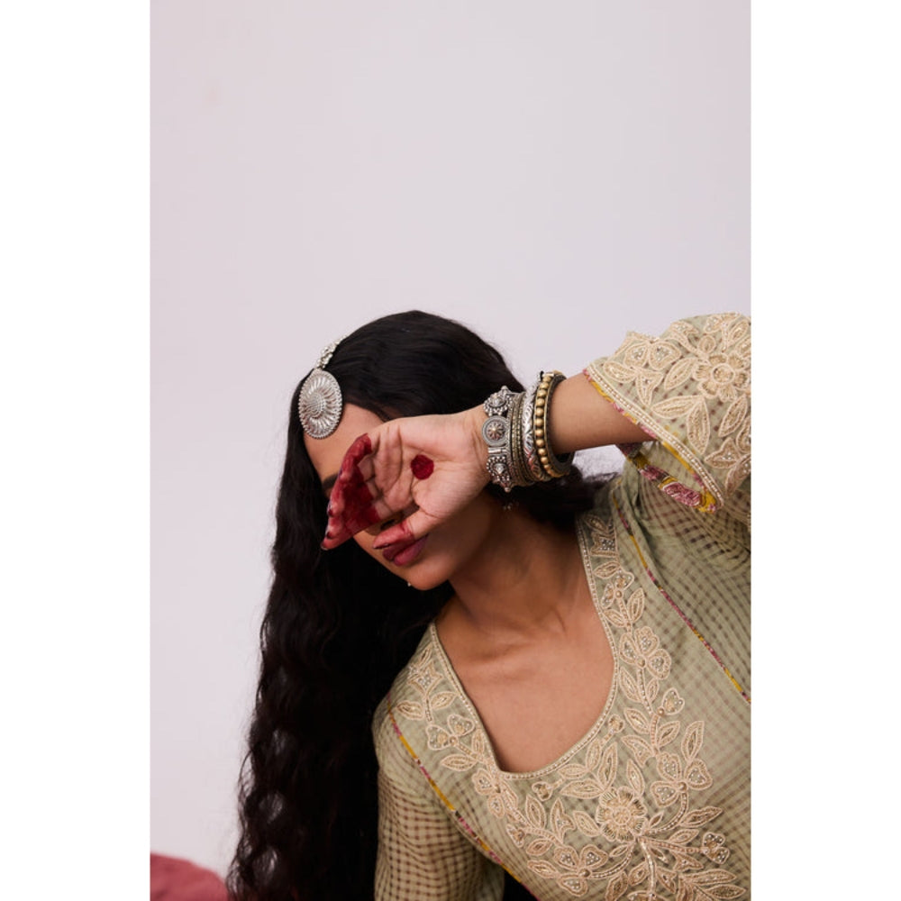 PANTS AND PAJAMAS Arunima Embroidered Grey Kurta