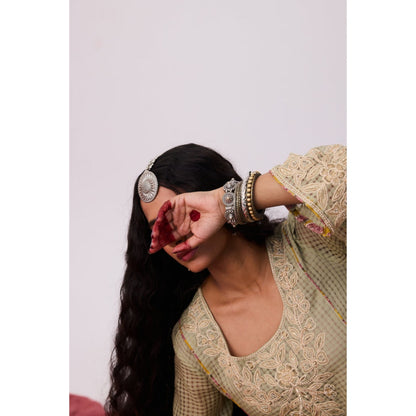 PANTS AND PAJAMAS Arunima Embroidered Grey Kurta