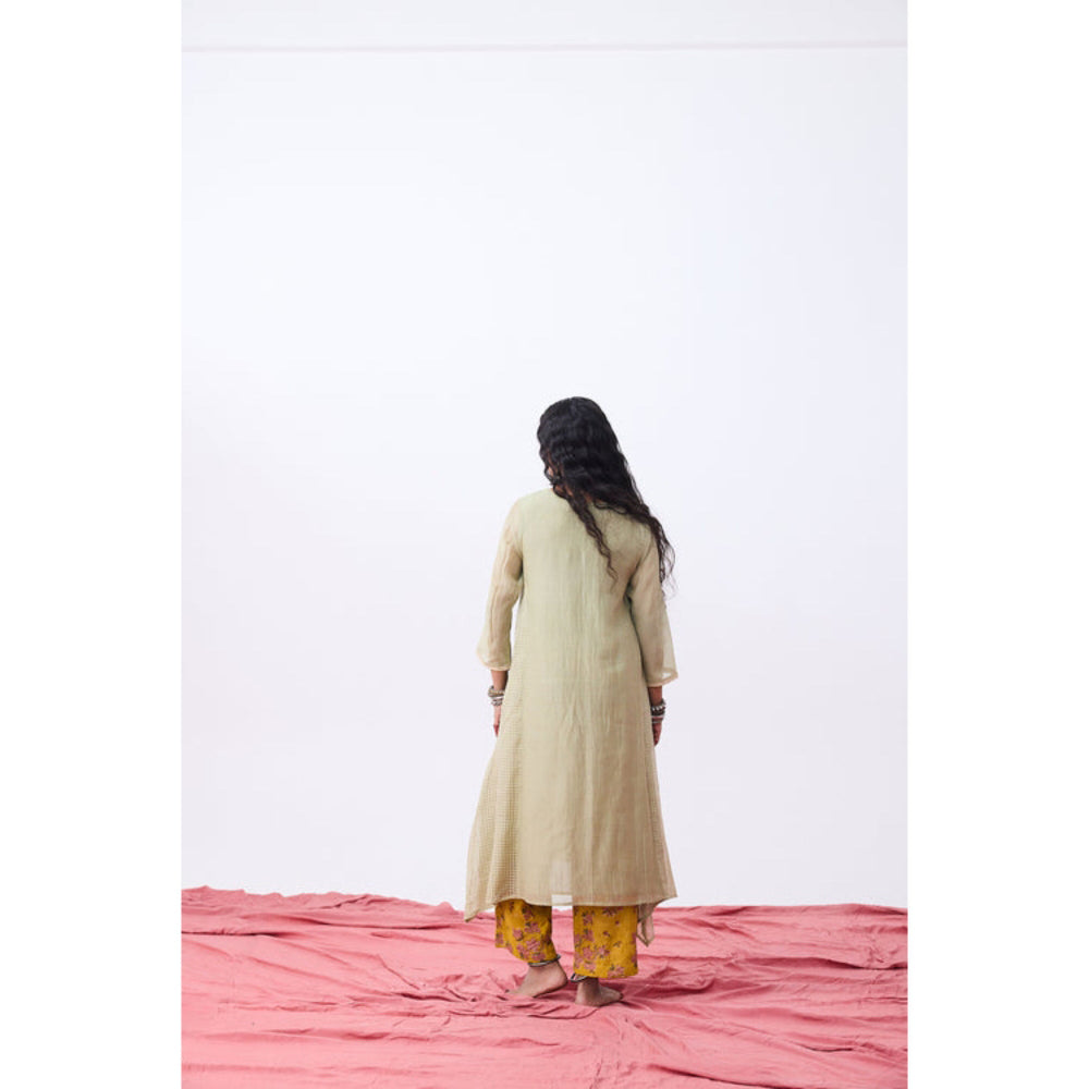 PANTS AND PAJAMAS Aangan Embroidered Beige Kurta