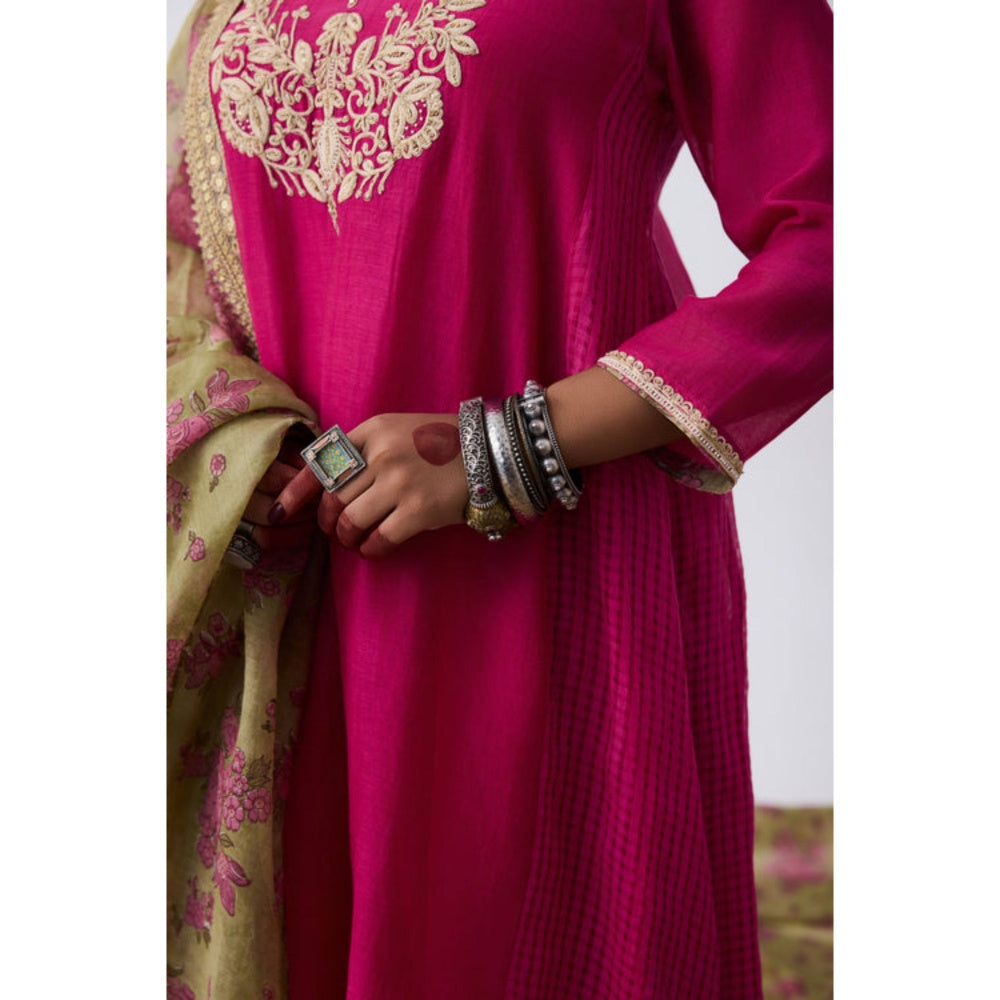 PANTS AND PAJAMAS Tarangini Embroidered Pink Kurta