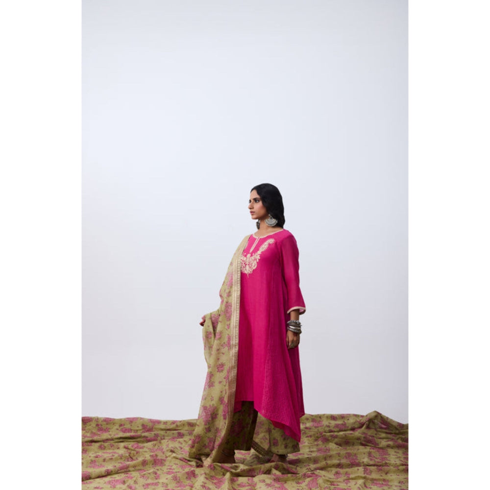 PANTS AND PAJAMAS Tarangini Embroidered Pink Kurta