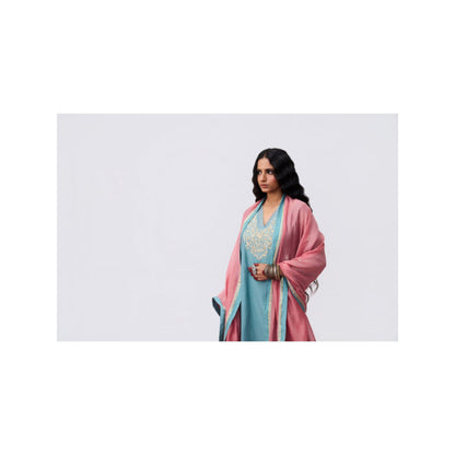 PANTS AND PAJAMAS Chhanda Embroidered Blue Kurta