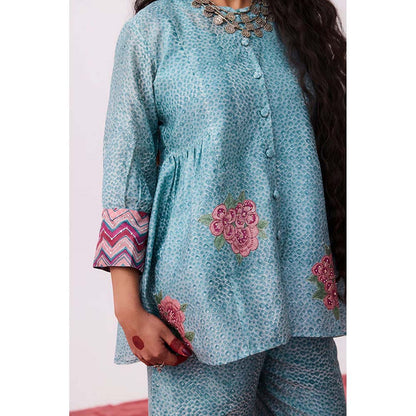 PANTS AND PAJAMAS Abhinaya Blue Printed Tunic