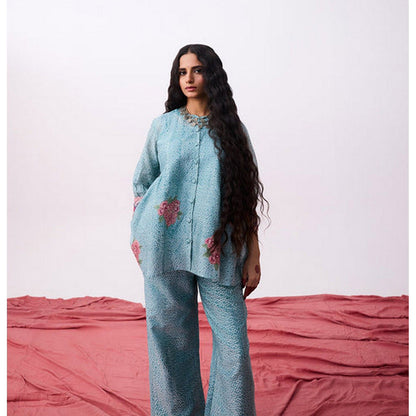 PANTS AND PAJAMAS Abhinaya Blue Printed Tunic