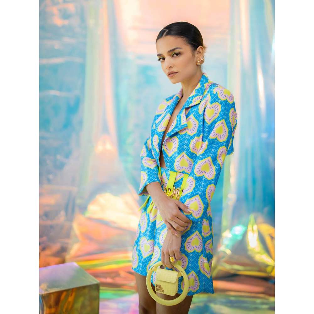Papa Don't Preach by Shubhika Cerulean Blue Playsuit