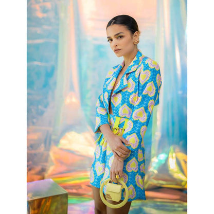 Papa Don't Preach by Shubhika Cerulean Blue Playsuit