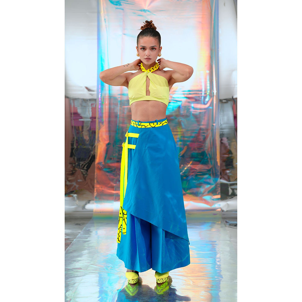 Papa Don't Preach by Shubhika Cerulean Blue Japanese Pant