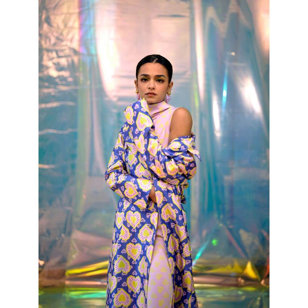 Papa Don't Preach by Shubhika Multi colour Jumpsuit with Trench Jacket (Set of 2)