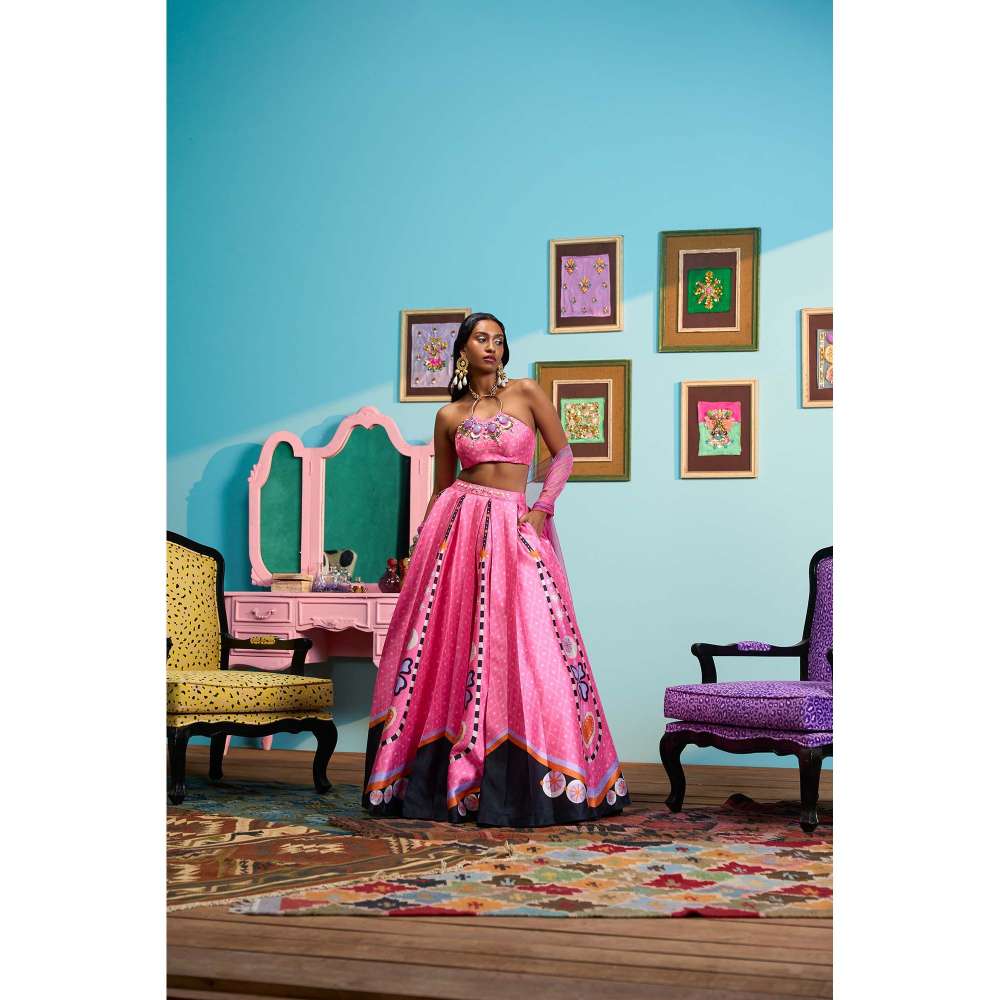 Papa Don't Preach by Shubhika Pink Sparkle Me Silly Lehenga With Blouse And Dupatta