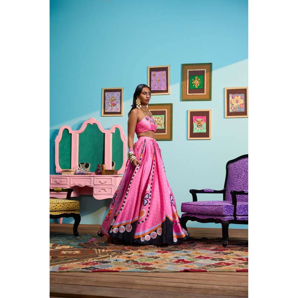 Papa Don't Preach by Shubhika Pink Sparkle Me Silly Lehenga With Blouse And Dupatta