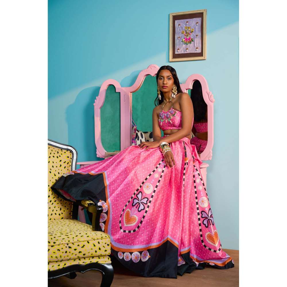 Papa Don't Preach by Shubhika Pink Sparkle Me Silly Lehenga With Blouse And Dupatta