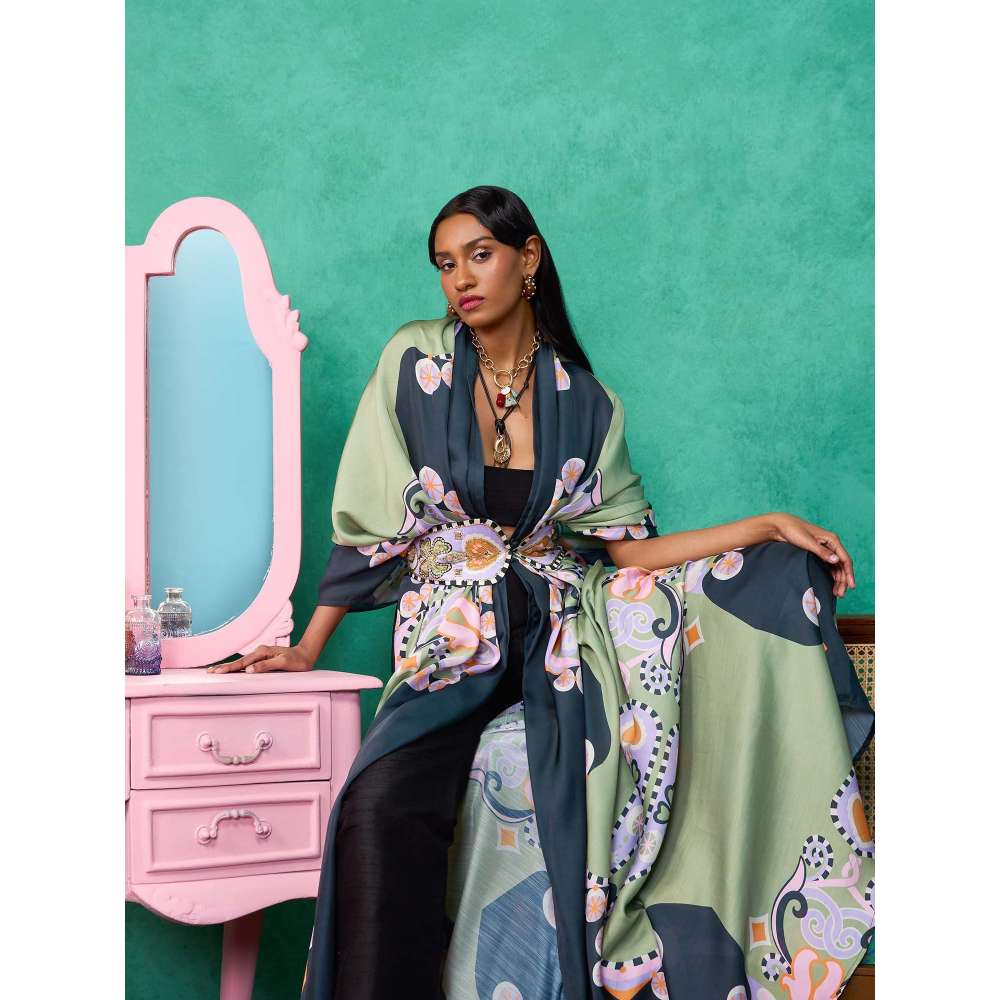 Papa Don't Preach by Shubhika Green Coven Jacket With Belt