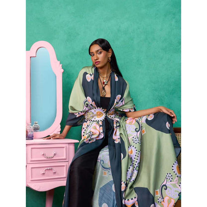 Papa Don't Preach by Shubhika Green Coven Jacket With Belt