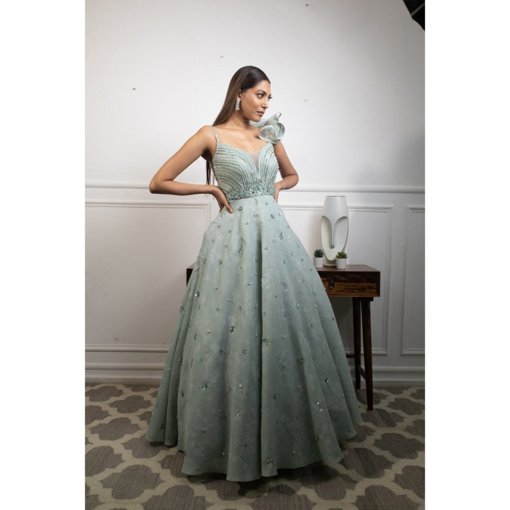 PARUL GANDHI Limelight Mint Gown