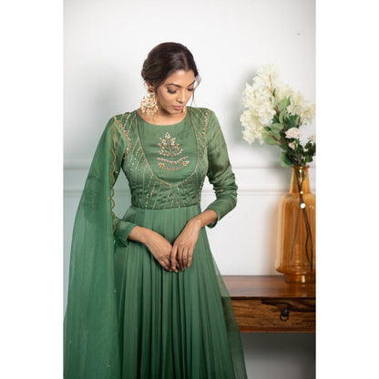PARUL GANDHI Fresh Green Anarkali with Dupatta (Set of 2)