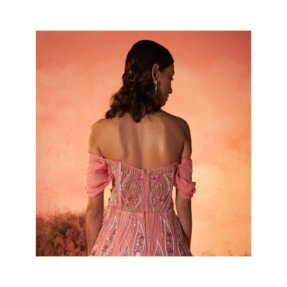 PARUL GANDHI Serina Embellished Peach Gown