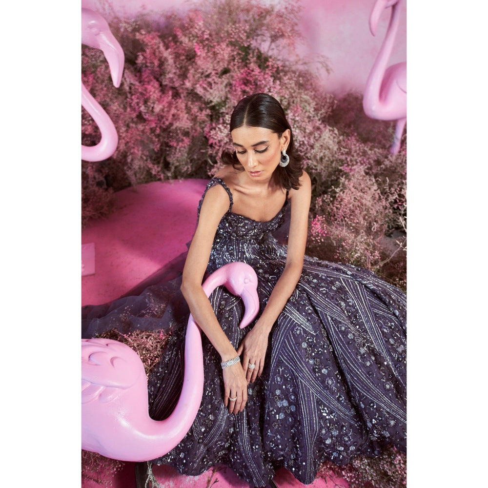 PARUL GANDHI Myra Embellished Purple Gown