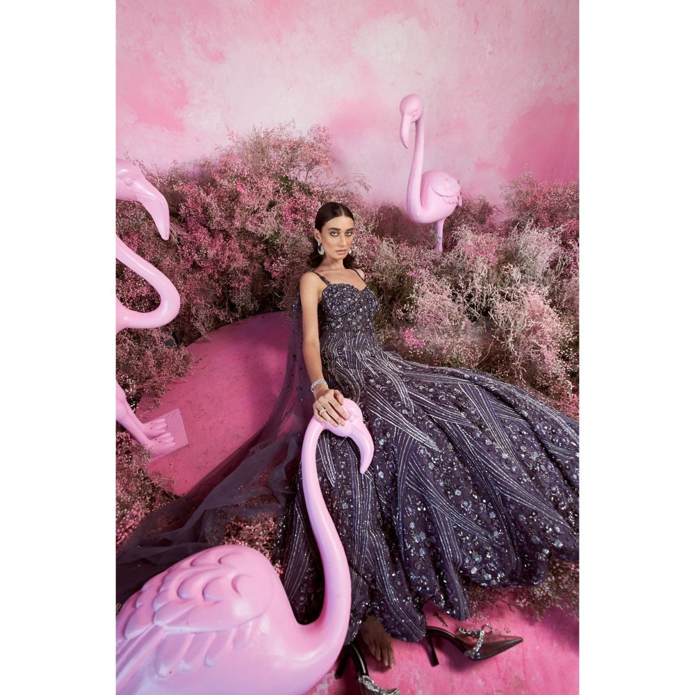PARUL GANDHI Myra Embellished Purple Gown