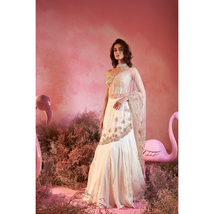 PARUL GANDHI Chand Drape Saree with Stitched Blouse with Stitched