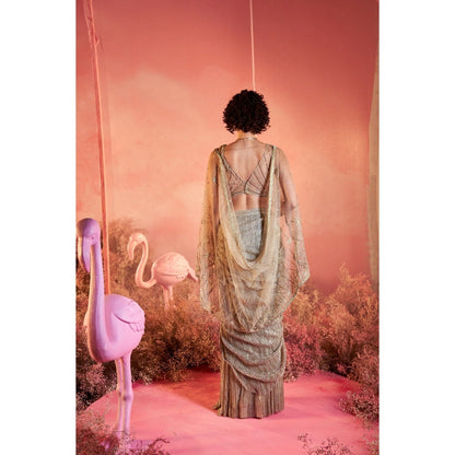 PARUL GANDHI Zoya Drape Saree with Stitched Blouse with Stitched