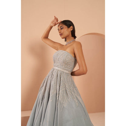 PARUL GANDHI Frozen Blue Crystal Gown
