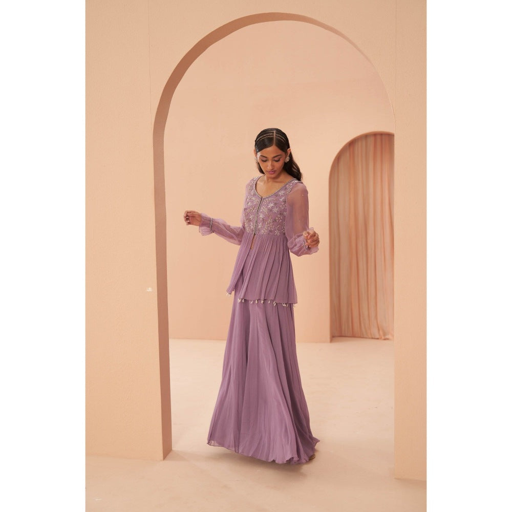 PARUL GANDHI Lilac Breeze Kurti with Sharara (Set of 2)