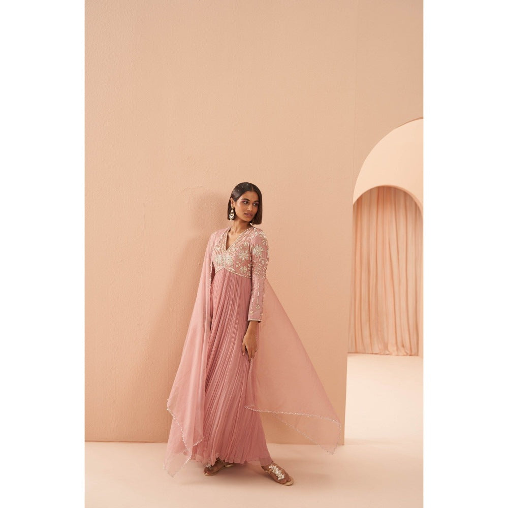 PARUL GANDHI Orchid Anarkali with Dupatta (Set of 2)