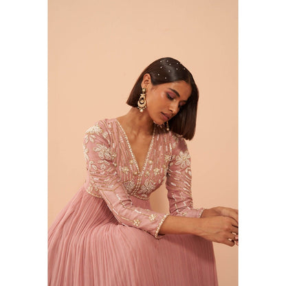 PARUL GANDHI Orchid Anarkali with Dupatta (Set of 2)