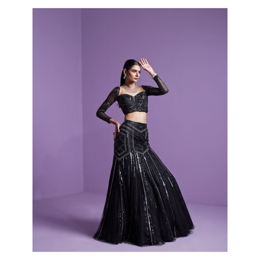 PARUL GANDHI Shooting Star Blouse with Lehenga& Dupatta (Set of 3)