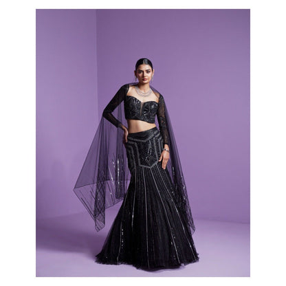 PARUL GANDHI Shooting Star Blouse with Lehenga& Dupatta (Set of 3)