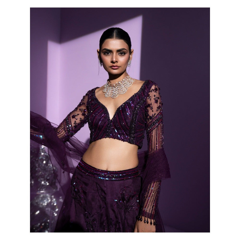 PARUL GANDHI Stellar Blouse with Lehenga Dupatta (Set of 3)