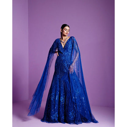 PARUL GANDHI Moonlight Blue Embellished Gown