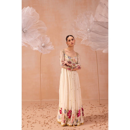 PARUL GANDHI Off White Bagh Anarkali With Dupatta (Set of 2)