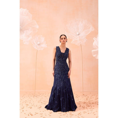 PARUL GANDHI Navy Blue Stardust Gown