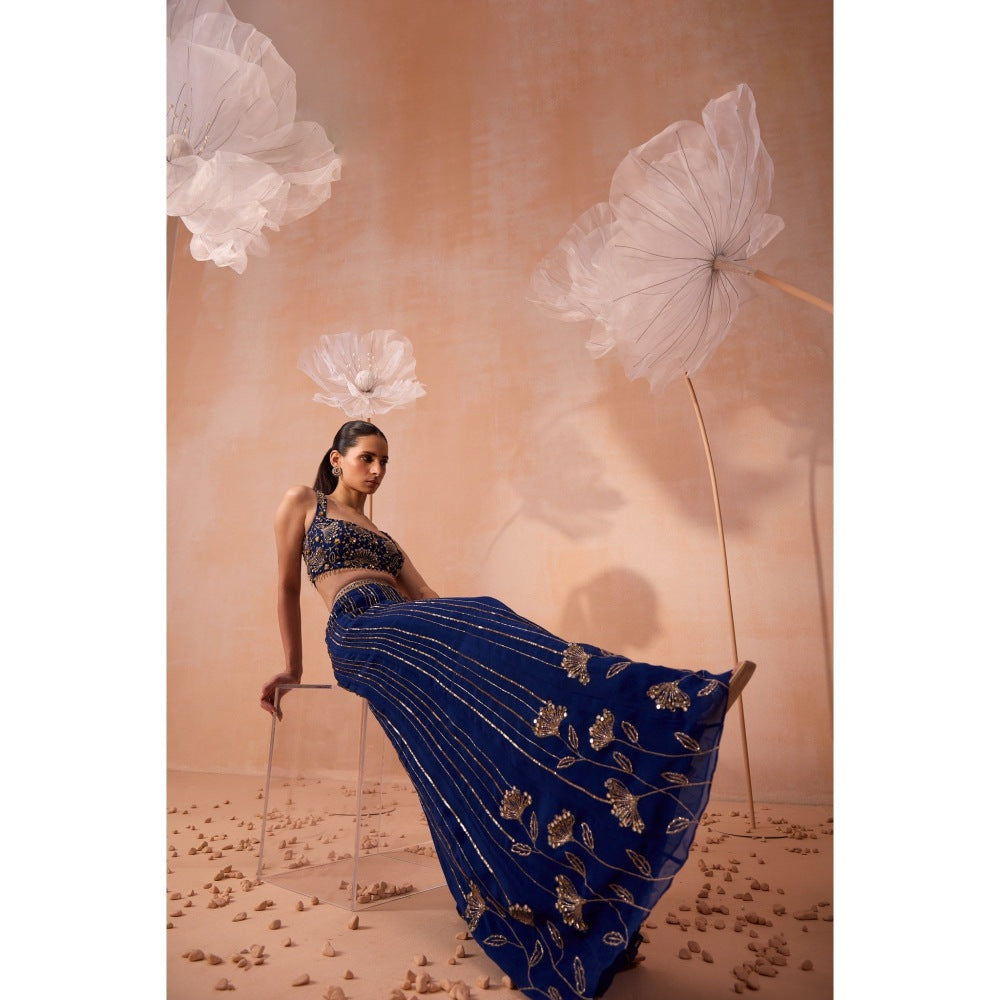 PARUL GANDHI Blue Blouse And Sharara And Dupatta (Set of 3)