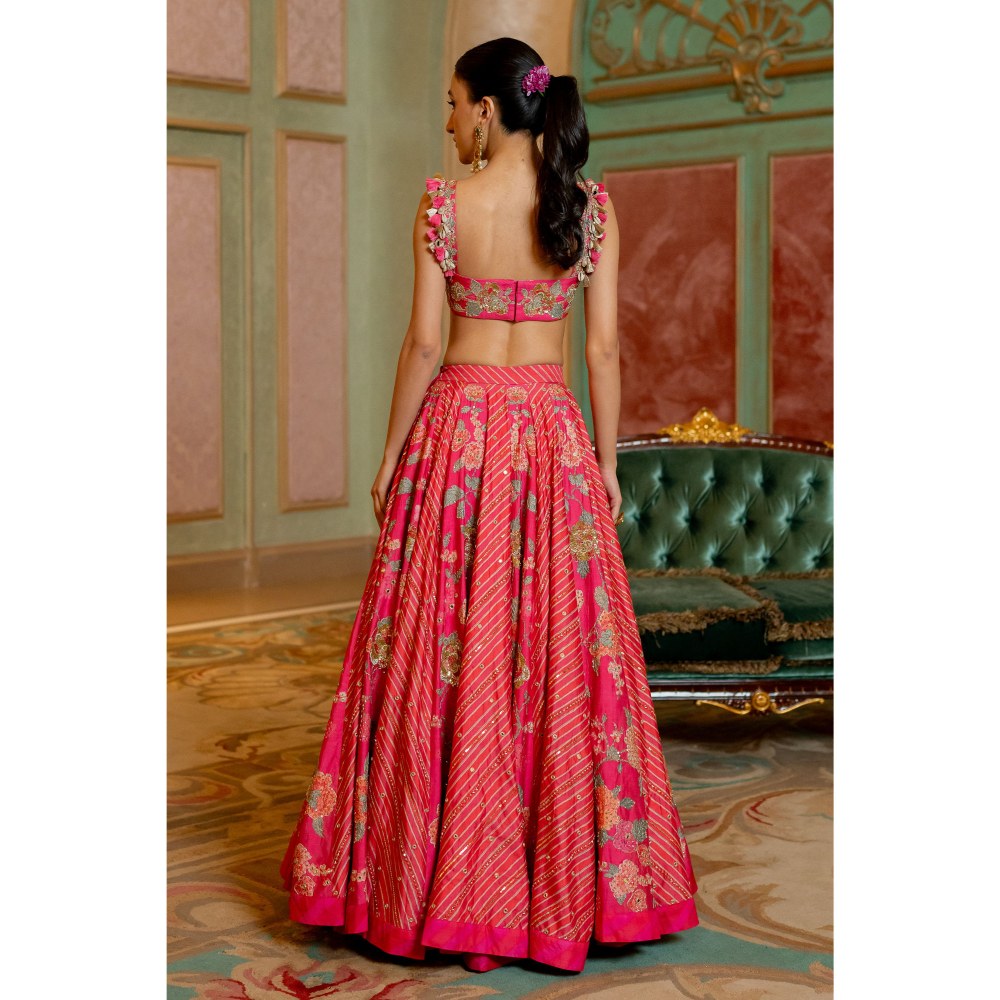 Paulmi & Harsh Divya Khosla Kumar In The Aviva Pink Lehenga with Choli and Dupatta