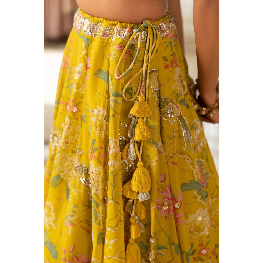 Paulmi & Harsh Sora Yellow Lehenga with Choli and Dupatta