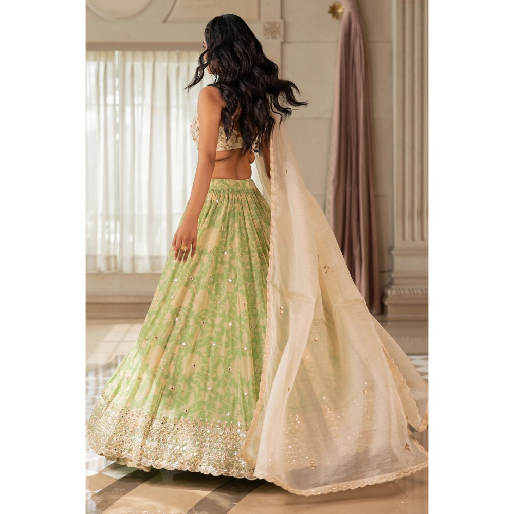 Paulmi & Harsh Akina Green Lehenga with Choli and Dupatta