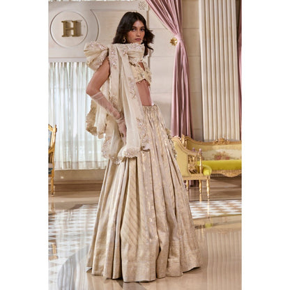 Paulmi & Harsh Aruna Off White Lehenga with Choli and Dupatta