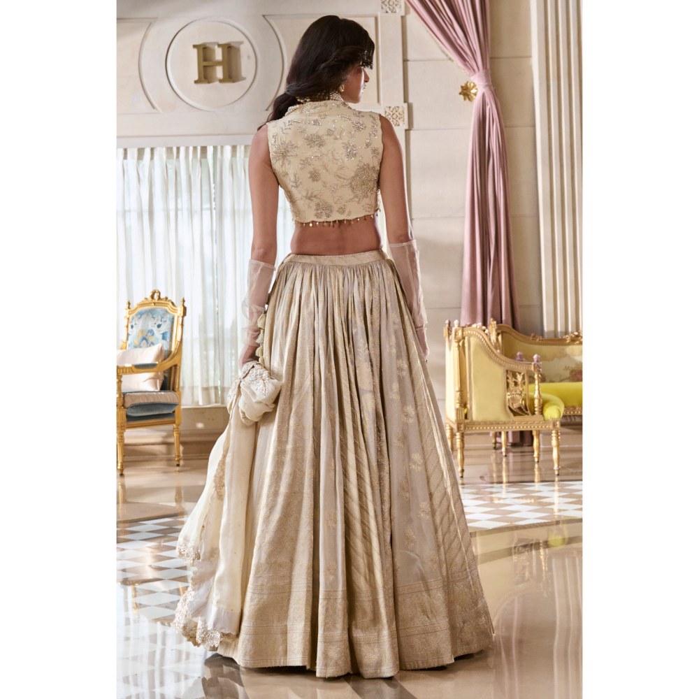 Paulmi & Harsh Aruna Off White Lehenga with Choli and Dupatta