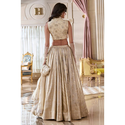 Paulmi & Harsh Aruna Off White Lehenga with Choli and Dupatta