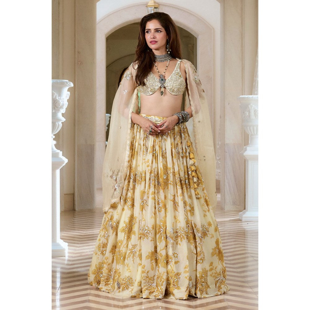 Paulmi & Harsh Zayana Ivory Lehenga with Choli and Dupatta