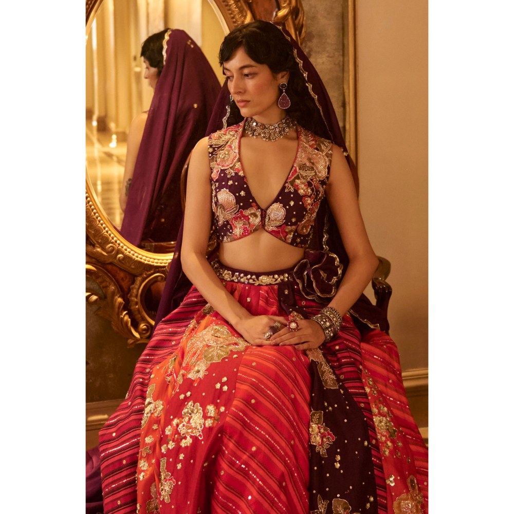 Paulmi & Harsh Bellamy Multicolour Green Lehenga with Choli and Dupatta