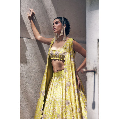 Paulmi & Harsh Esther Yellow Lehenga with Blouse and Jacket
