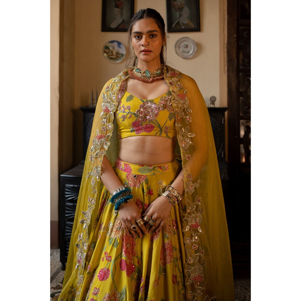 Paulmi & Harsh Inaaya Yellow Lehenga with Choli and Dupatta