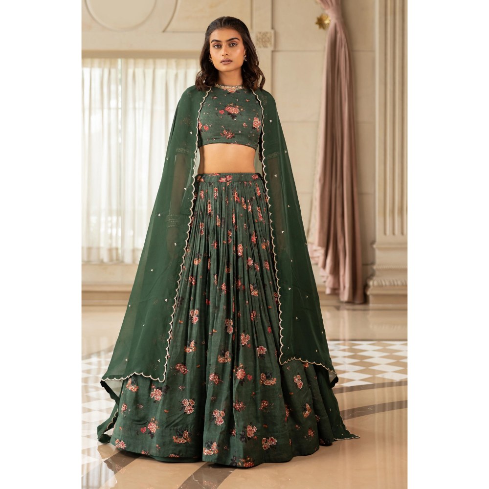 Paulmi & Harsh Davina Green Lehenga with Choli and Dupatta