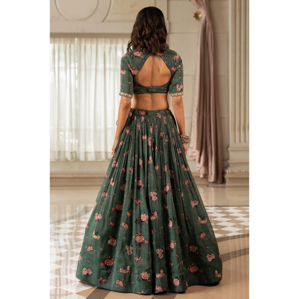 Paulmi & Harsh Davina Green Lehenga with Choli and Dupatta