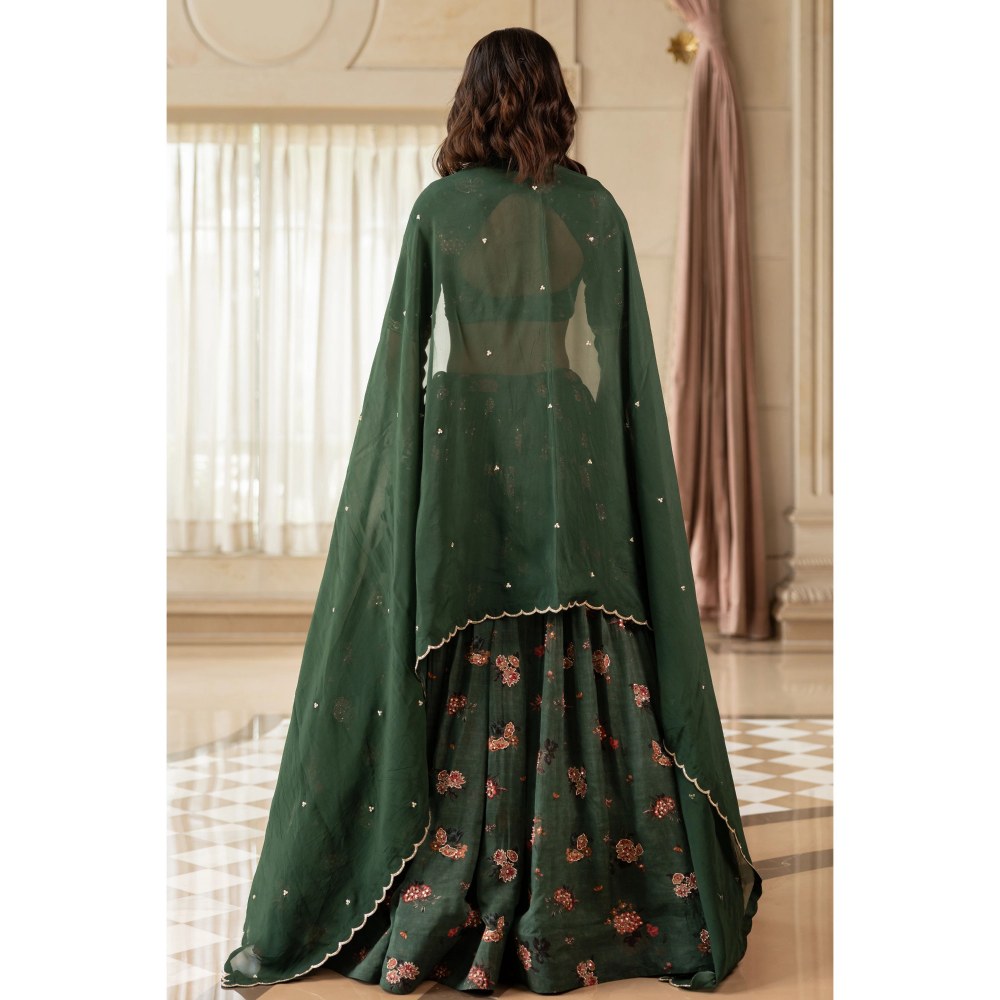 Paulmi & Harsh Davina Green Lehenga with Choli and Dupatta